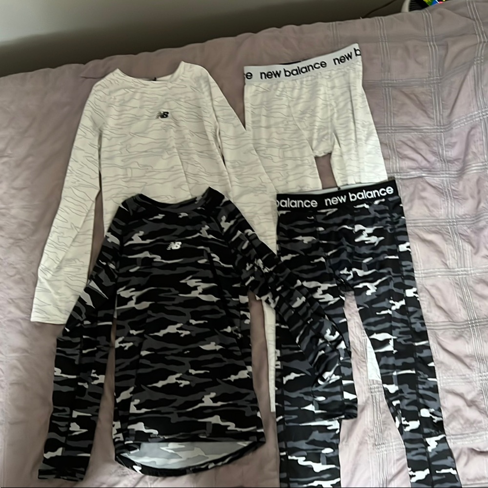New Balance Black and White Thermal Heat Leggings - Boys Apparel - 10/12